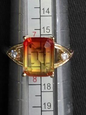 Bi-Color Simulated Tourmaline Silvery Ring Size‎ 7 (NWOT)